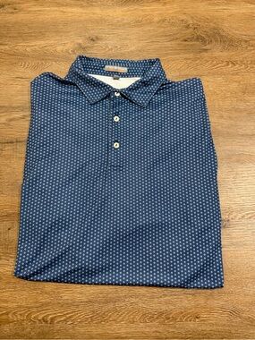 Peter Millar Summer Comfort Men's Navy Micro-Pattern Polo Shirt